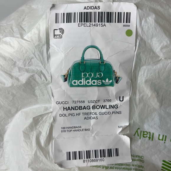 GUCCI x Adidas Green Logo Duffle Bag 727558 Collaboration Collector Strap Zip - Picture 16 of 16